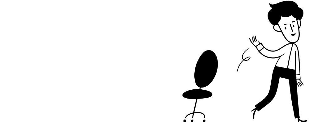 의자에서 일어나 걸어가는 사람의 그림