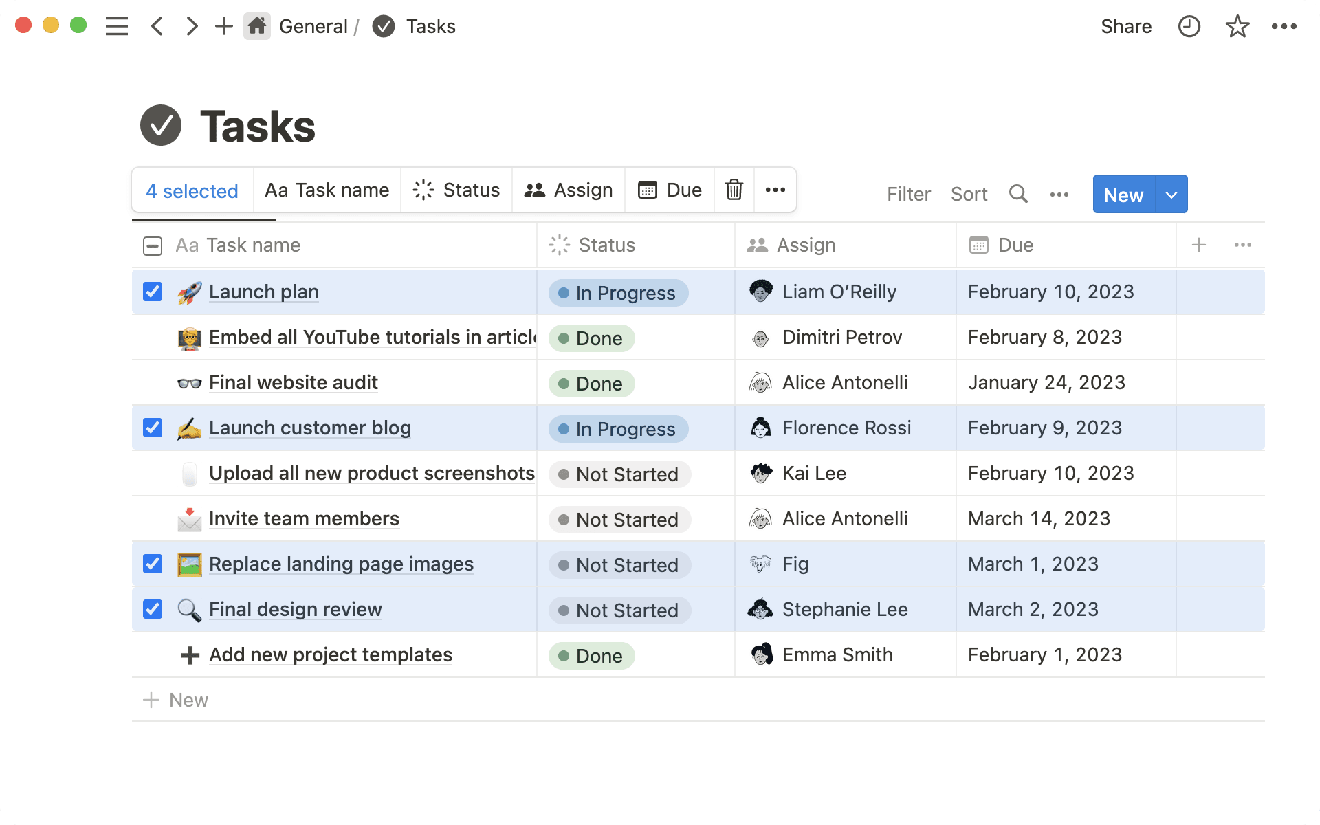 데이터베이스 행 일괄 편집
