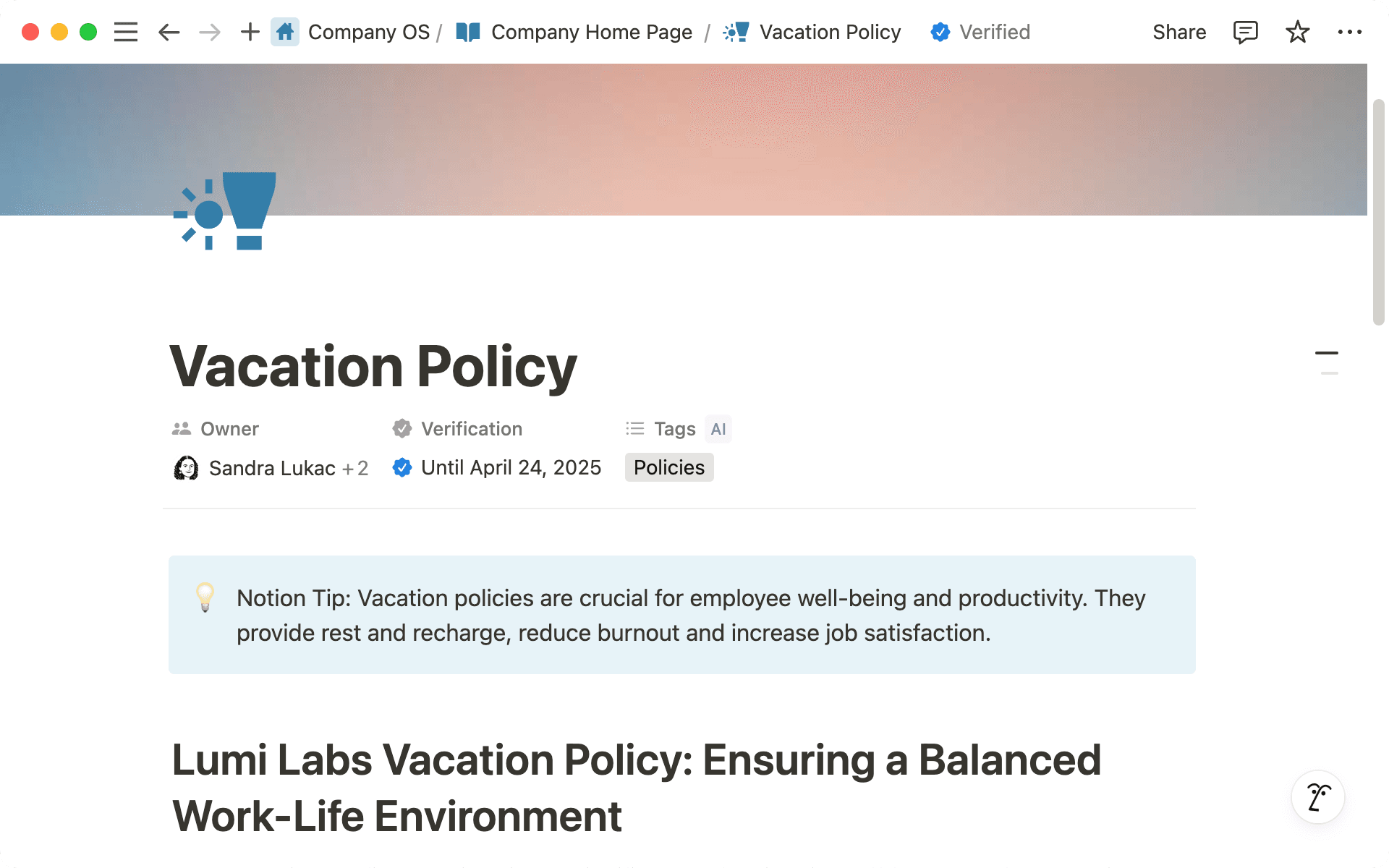 워크스페이스 콘텐츠가 최신 상태인지 확인하세요. 인증 기간을 제한하거나 무기한으로 설정할 수 있습니다.