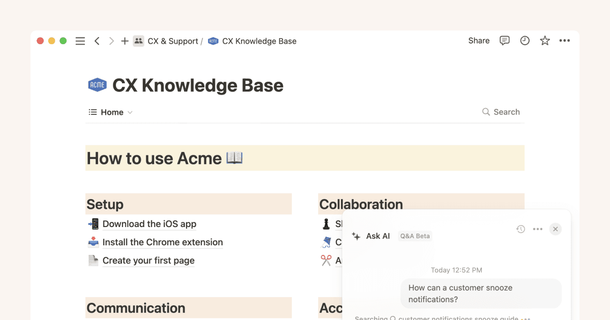 Notion AI를 사용하여 완벽한 팀 메모리를 제공하고 시간을 절약하세요