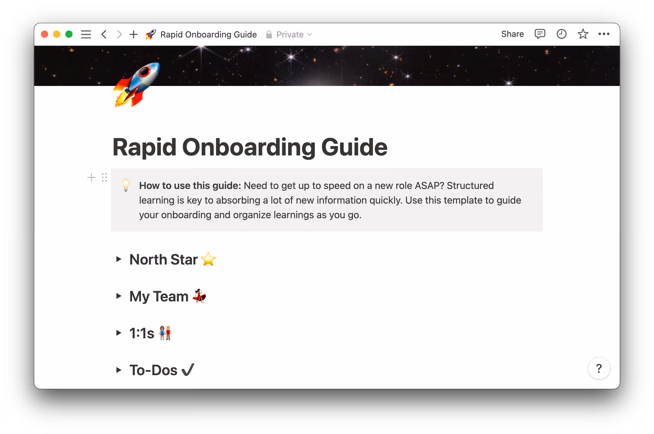 The Rapid Onboarding Guide template gives new hires the tools they need to succeed.
