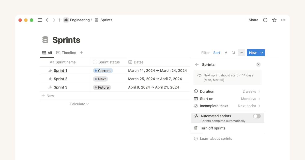 Notion의 스프린트 트래킹 시스템으로 간소화된 스프린트