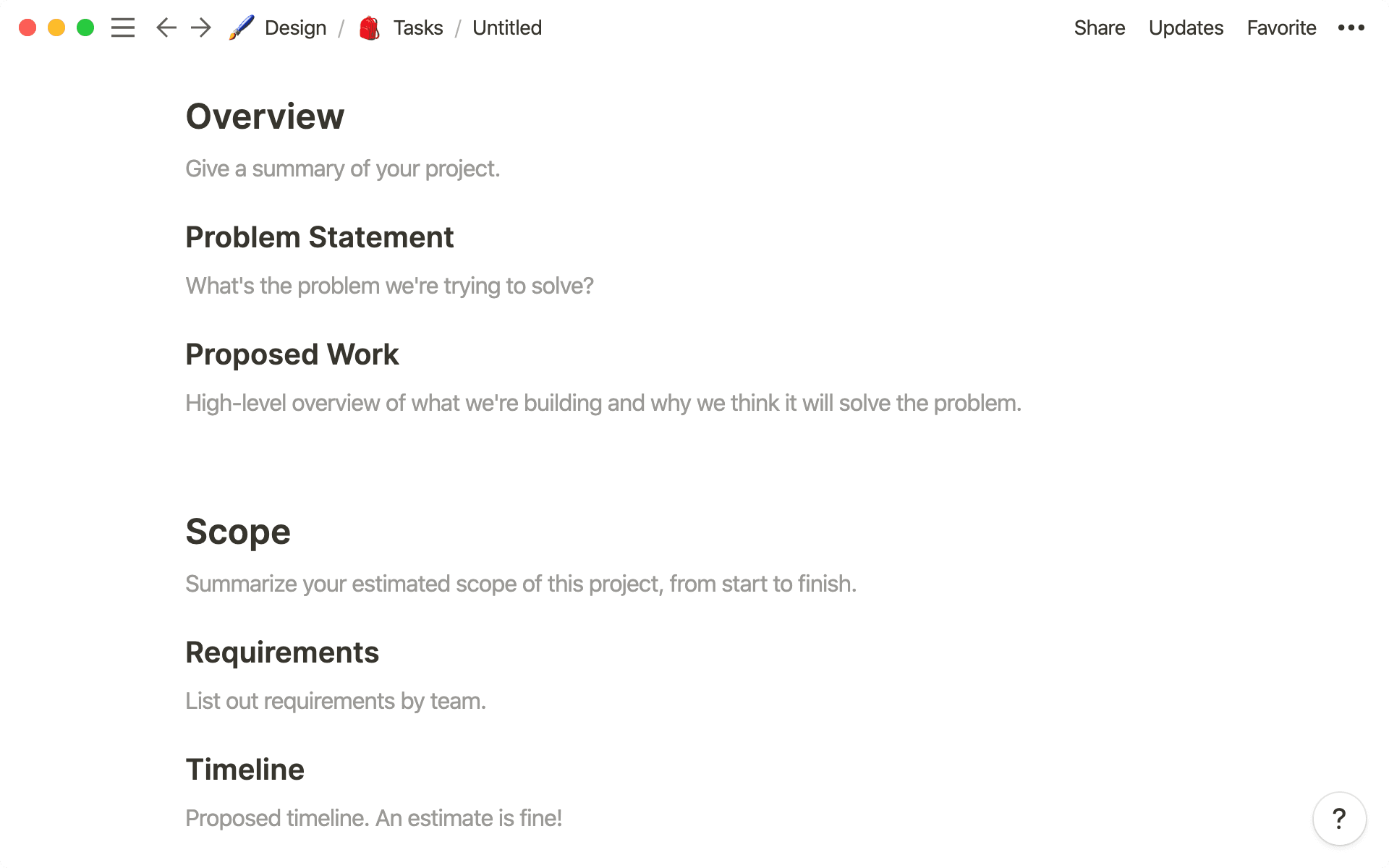 이 템플릿을 활용해 모든 프로젝트를 동일한 양식으로 시작해 보세요.