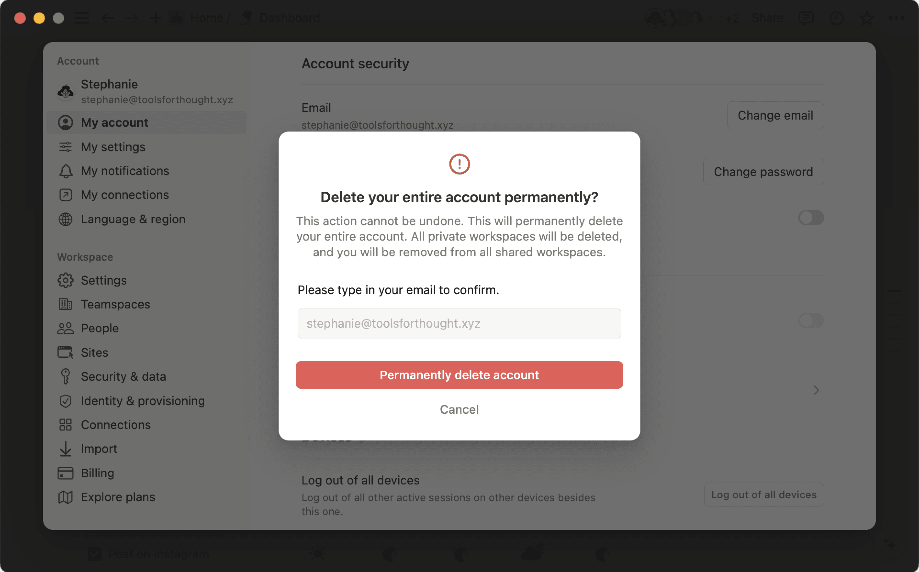 계정 삭제 - 계정 삭제
